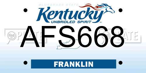 AFS668 Kentucky License Plate