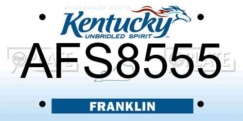 AFS8555 Kentucky License Plate