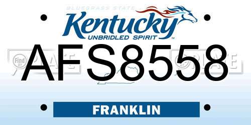AFS8558 Kentucky License Plate