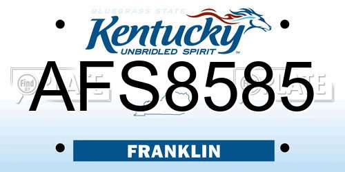 AFS8585 Kentucky License Plate