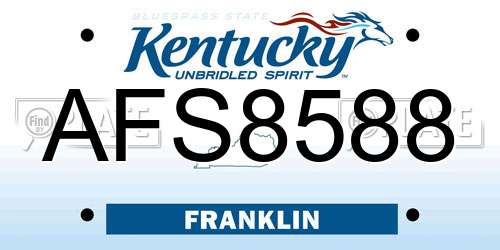 AFS8588 Kentucky License Plate