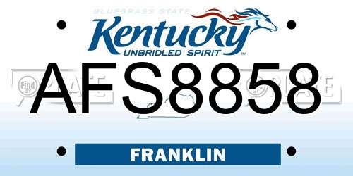 AFS8858 Kentucky License Plate