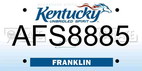 AFS8885 Kentucky License Plate