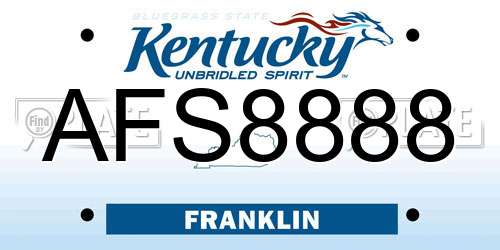 AFS8888 Kentucky License Plate