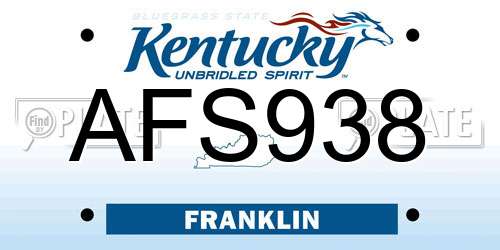 AFS938 Kentucky License Plate