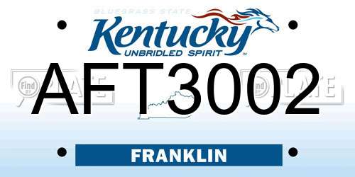 AFT3002 Kentucky License Plate