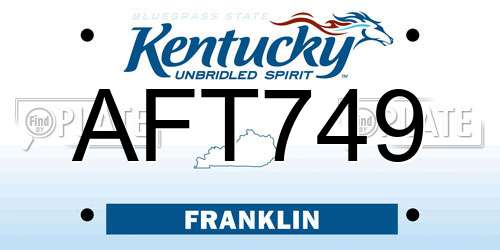 AFT749 Kentucky License Plate