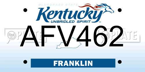 AFV462 Kentucky License Plate