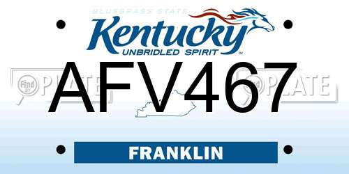 AFV467 Kentucky License Plate