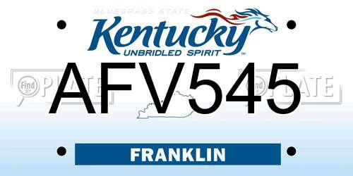 AFV545 Kentucky License Plate