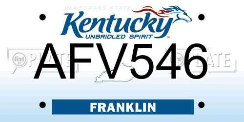 AFV546 Kentucky License Plate