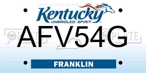 AFV54G Kentucky License Plate