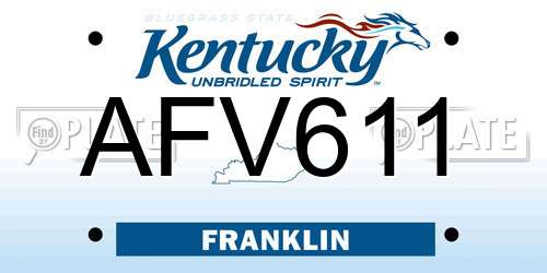 AFV611 Kentucky License Plate
