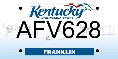 AFV628 Kentucky License Plate