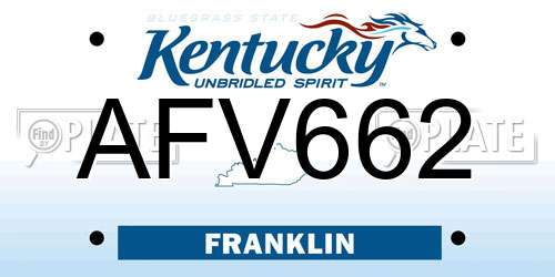 AFV662 Kentucky License Plate