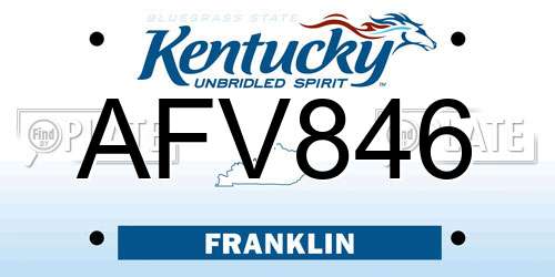 AFV846 Kentucky License Plate