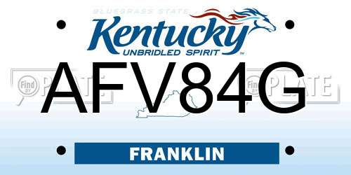 AFV84G Kentucky License Plate