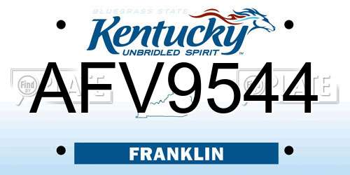 AFV9544 Kentucky License Plate