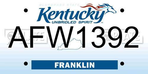 AFW1392 Kentucky License Plate