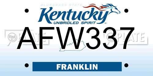 AFW337 Kentucky License Plate
