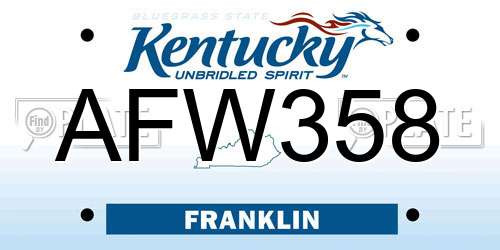 AFW358 Kentucky License Plate