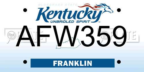 AFW359 Kentucky License Plate