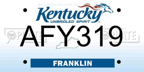 AFY319 Kentucky License Plate