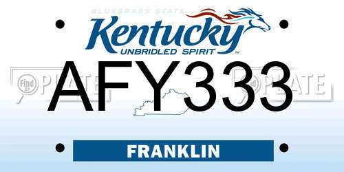 AFY333 Kentucky License Plate
