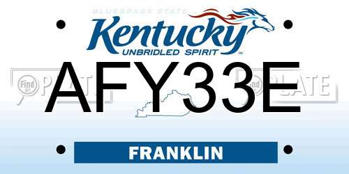 AFY33E Kentucky License Plate