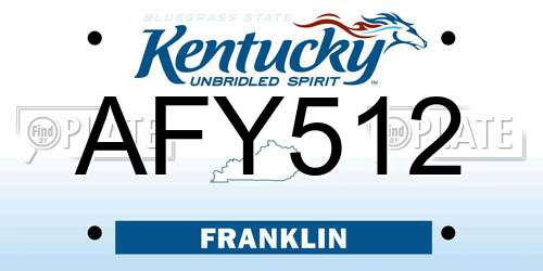 AFY512 Kentucky License Plate