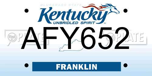 AFY652 Kentucky License Plate