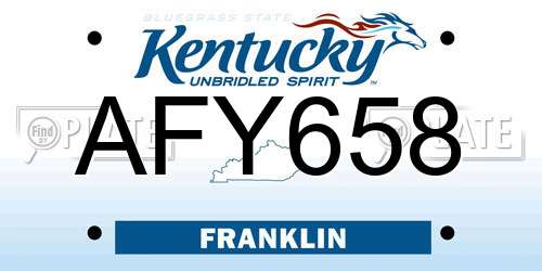 AFY658 Kentucky License Plate