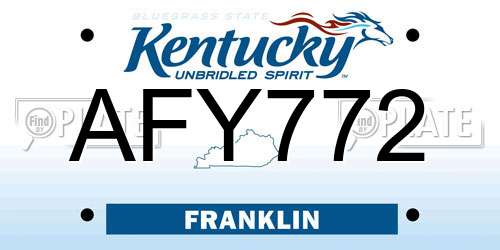 AFY772 Kentucky License Plate