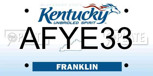 AFYE33 Kentucky License Plate