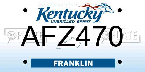 AFZ470 Kentucky License Plate