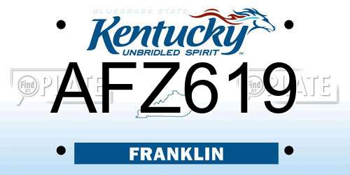 AFZ619 Kentucky License Plate