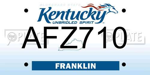 AFZ710 Kentucky License Plate
