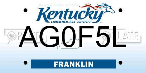 AG0F5L Kentucky License Plate