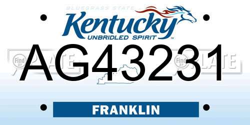 AG43231 Kentucky License Plate