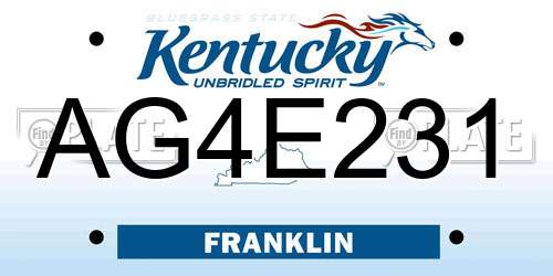AG4E231 Kentucky License Plate