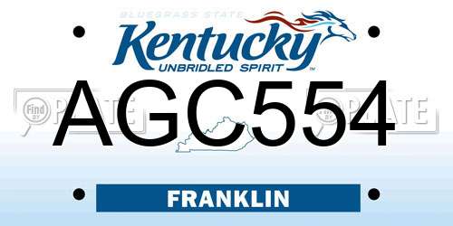 AGC554 Kentucky License Plate
