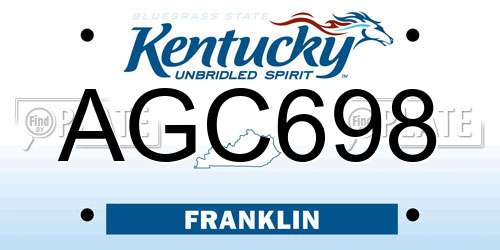 AGC698 Kentucky License Plate