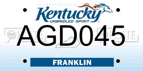 AGD045 Kentucky License Plate