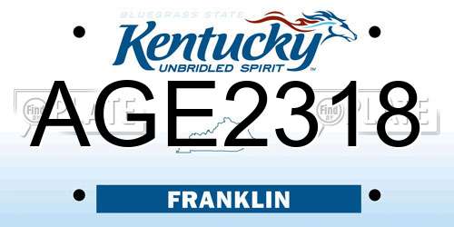AGE2318 Kentucky License Plate