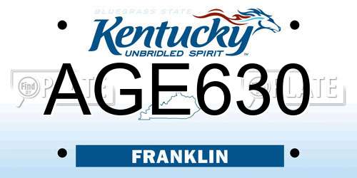 AGE630 Kentucky License Plate