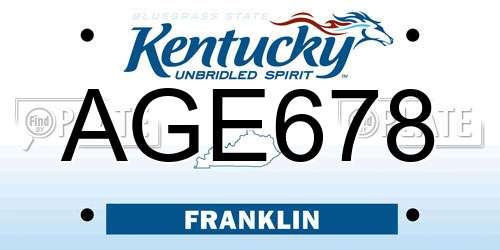 AGE678 Kentucky License Plate