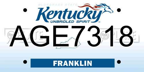 AGE7318 Kentucky License Plate