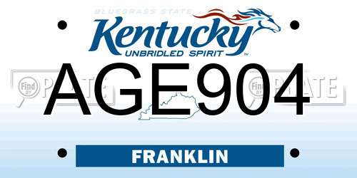 AGE904 Kentucky License Plate