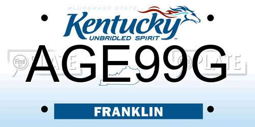 AGE99G Kentucky License Plate