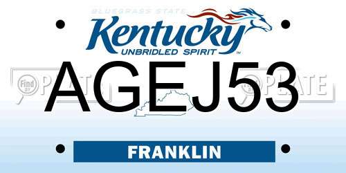 AGEJ53 Kentucky License Plate